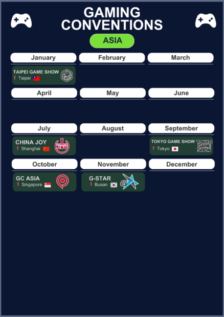 event calender for asian gaming conventions