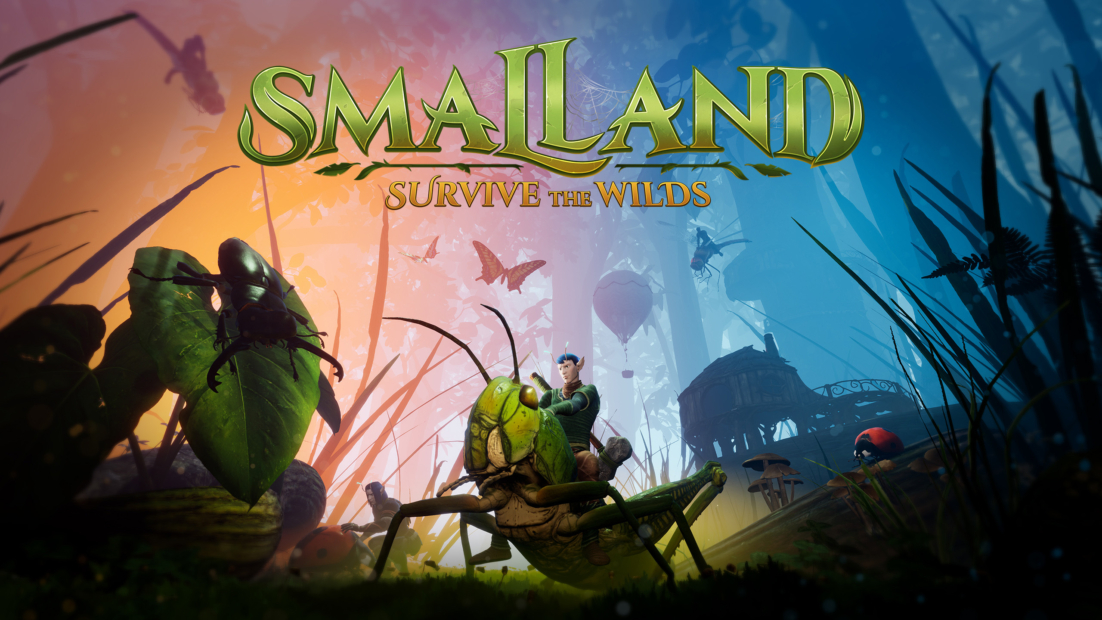Smalland game cover with person riding an insect