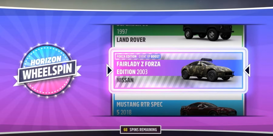 wheelspin menu