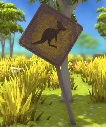 a yellow sign with a kangaroo