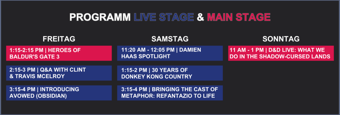 EGX 2024 Programm Live Stage & Main Stage