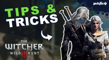 Two characters from The Witcher 3 Wild Hunt, one with two swords on his back, in front of a blurred background, with the text 'TIPS & TRICKS' above.