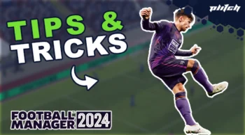Football Manager 2024 tips and tricks thumbnail showing a soccer player in purple kit kicking a ball with 'Tips & Tricks' text