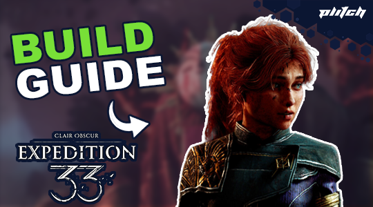 Das Thumbnail zeigt eine Figur mit rotem Haar in einer blauen Jacke. Links steht der Text 'BUILD GUIDE' in großen Buchstaben. Unten ist das Logo 'EXPEDITION 33' zu sehen.