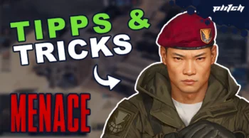 Mann in roter Baskenmütze und grüner Jacke vor dunklem Hintergrund mit den Worten 'TIPPS & TRICKS' und 'MENACE' in verschiedenen Schriftfarben