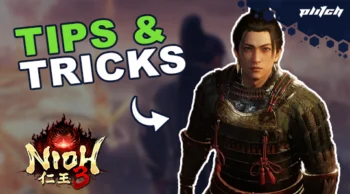 Warrior in traditional armor against a blurred background with the text 'TIPS & TRICKS' and the Nioh 3 logo
