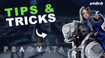 Figure in futuristic armor with raised hand in front of the text 'TIPS & TRICKS' and 'PRAGMATA'