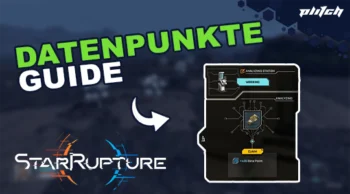 Game interface showing a highlighted data point with the text 'DATENPUNKTE GUIDE' and the 'STARRUPTURE' logo