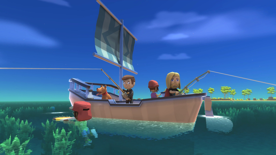 characters fishing on a boat