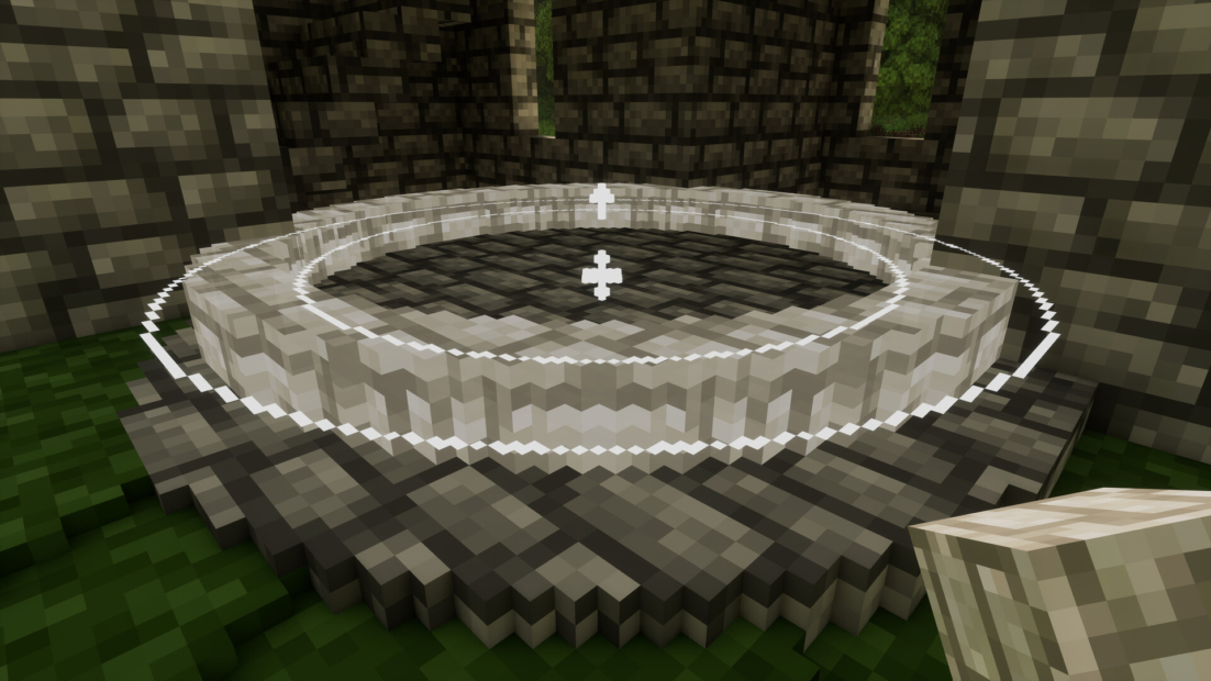 Rundes, steinernes Bauwerk mit einem inneren Ring und einem äußeren Ring aus unterschiedlich geformten Steinen in einer von Steinmauern umgebenen Umgebung