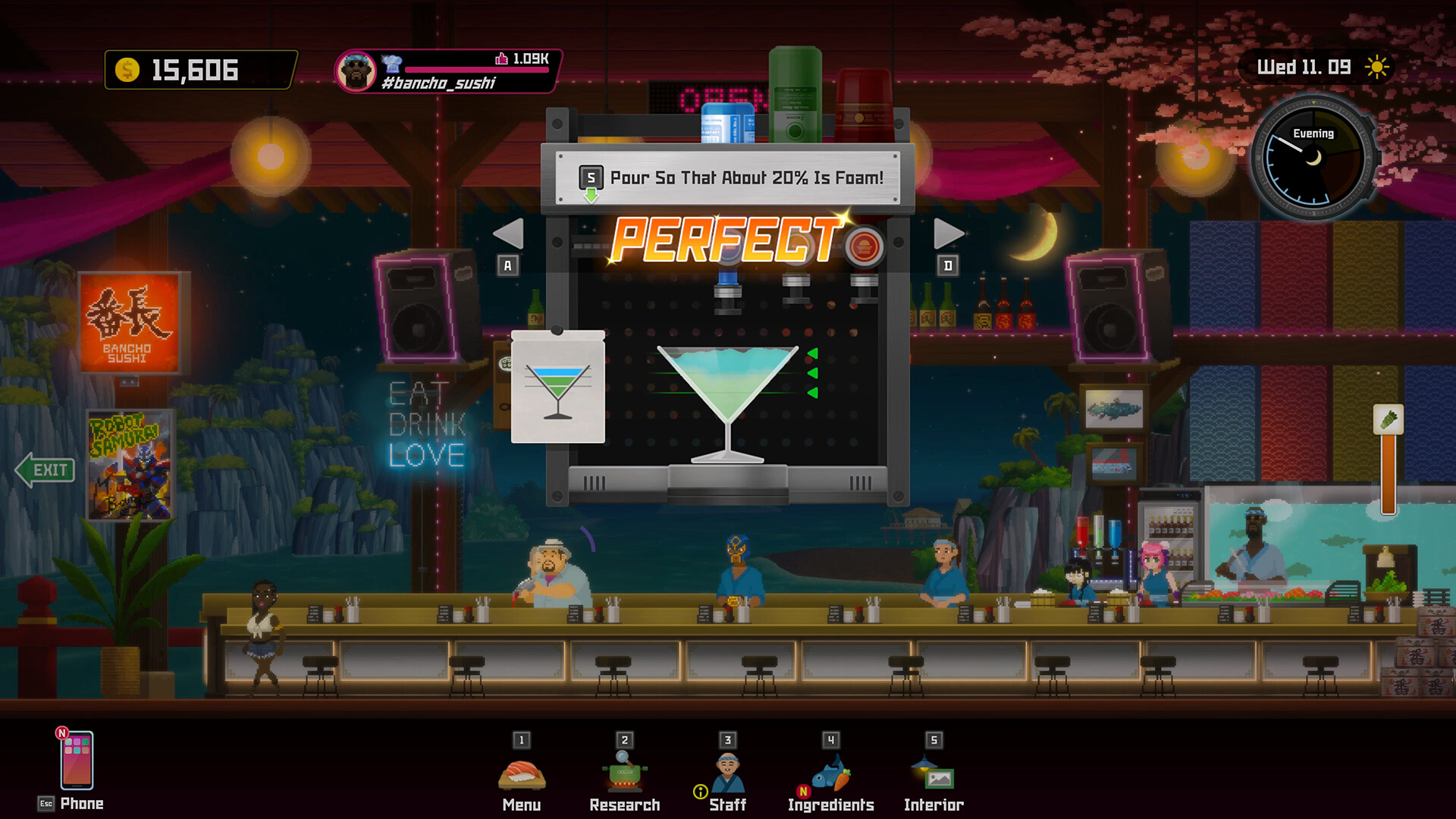 game characters serving customers at the restaurant