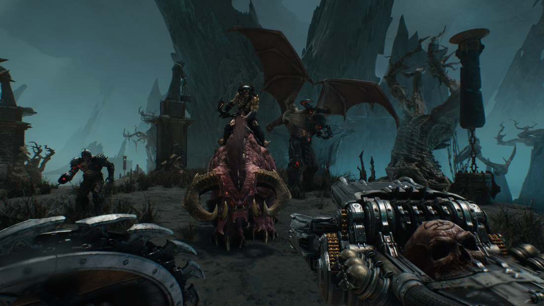 Fighting enemies in DOOM