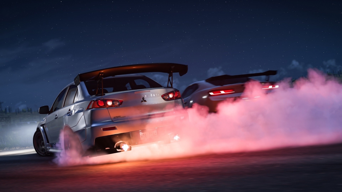two cars racing