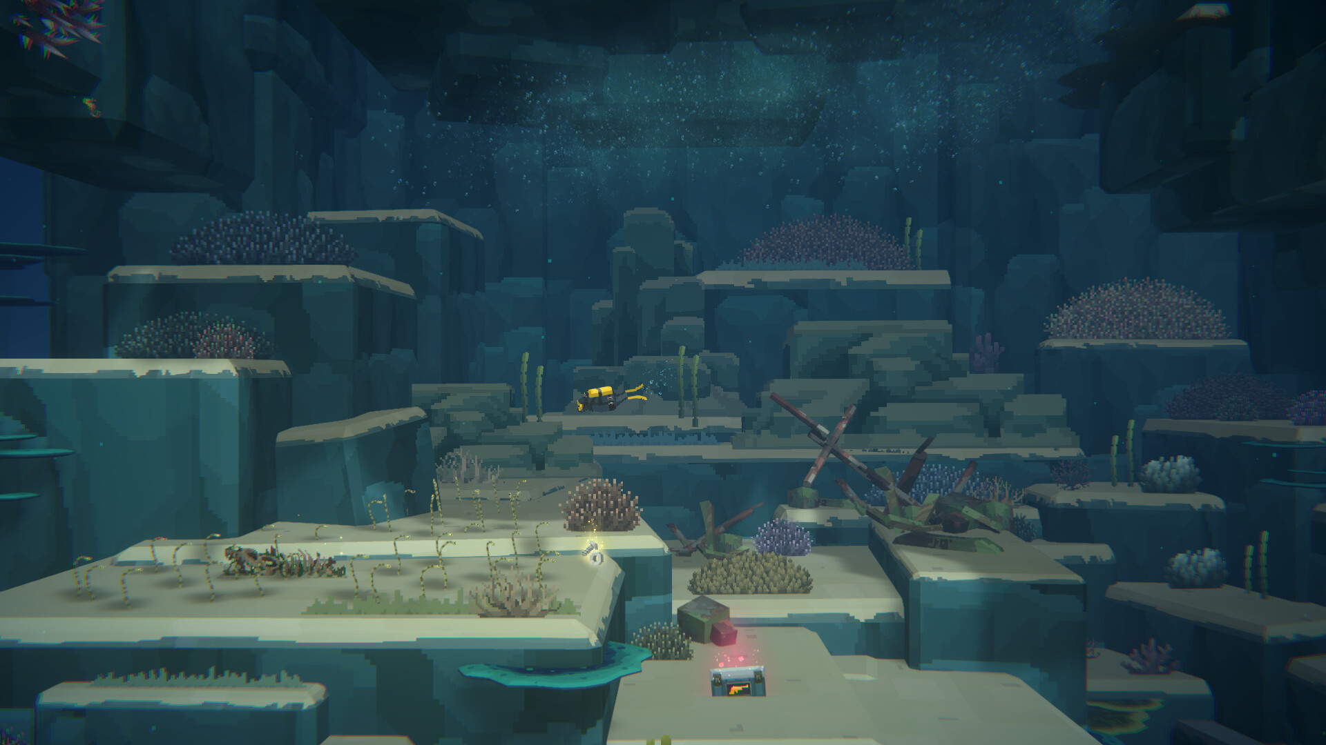 dave diving for a treasure at the bottom of the ocean