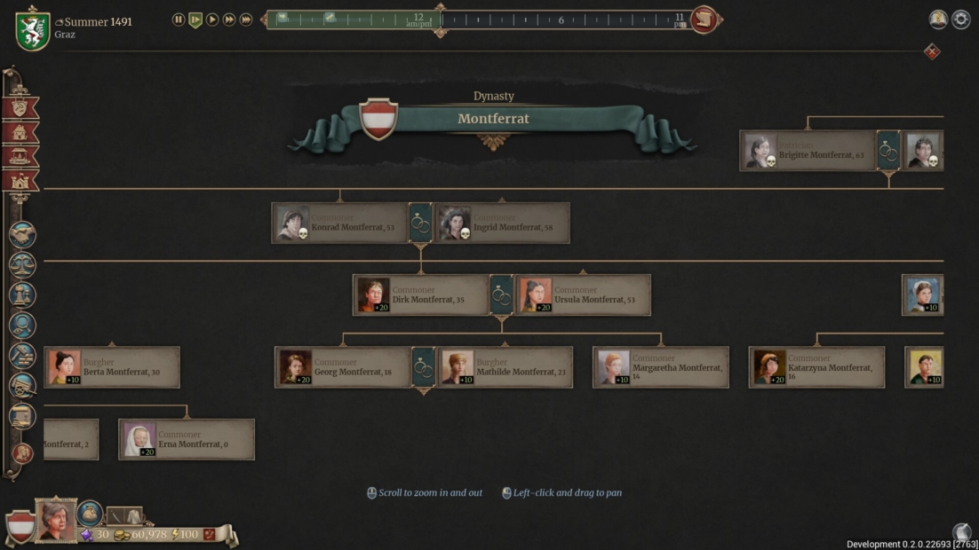 Family tree diagram with portrait images and names of members of the Montferrat dynasty